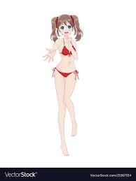 Beautiful anime manga girl in bikini Royalty Free Vector