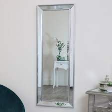 Tall Silver Frame Wall Floor Mirror