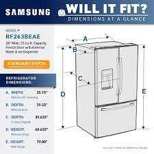 French door refrigerators now come in even more sizes, styles, and colors, which makes them integrate easily into all kitchen types. Samsung 24 6 Cu Ft French Door Refrigerator With Thru The Door Ice And Water Stainless Steel Rf263beaesr Best Buy