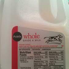 calories in 8 oz of milk whole milk