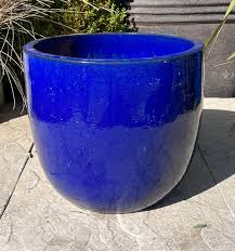 Glazed Blue Vaso Egg Pot Medium World