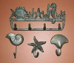 Tropical Sea Life Wall Hooks Set Cast