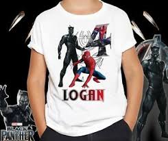 Details About Spiderman Black Panther Customize Name And Age Birthday Youth T Shirt Size Xs Xl