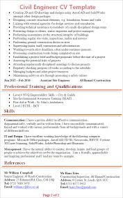 Civil Engineer CV example professional summary and key skills  