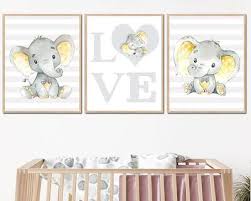 Neutral Baby Nursery Decor Elephant
