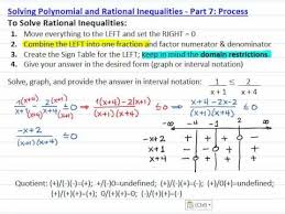 Rational Inequalities With Sign Table