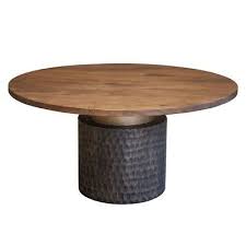 Round reclaimed teak wood dining table with a light white wash finish shown on a modern cross base. 60 W Round Dining Table Solid Mango Wood With Reclaimed Iron Base Modern Ebay