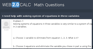 System Of Equations In Three Variables