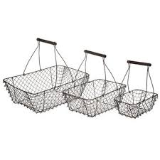 brown rectangle wire basket set hobby