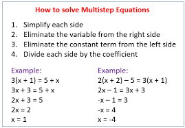 Solving Multi Step Equations Solutions