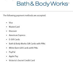 bath body works debit card support
