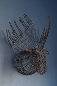Wire Moose Head Wall Sculpture Wolf