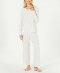 Details About Charter Club Printed Thermal Fleece Pajama Set Color Angel White Size M