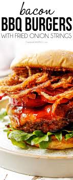 bbq burgers with bacon crispy onion