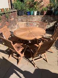 Teak Garden Dining Table And 6 Folding