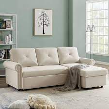 Rolled Arm 2 Piece Linen Sectional Sofa