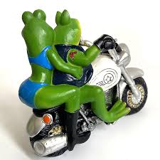 Funny Frogs Motorbike Resin Statue