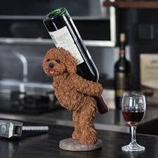 Modern Wine Rack Brown Resin Teddy Dog