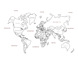 laser cut world map with country names