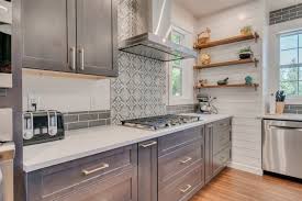 Pick a soft blue hue that complements the color of your cabinets and hardware to achieve a cohesive look. Modern Kitchen Backsplash Ideas From Lamont Bros