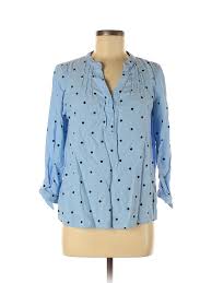 Details About Old Navy Women Blue 3 4 Sleeve Blouse Med Petite