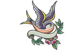 embroidery design swallow tattoo with