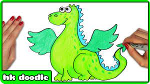 This tutorial shows the sketching and drawing steps from start to finish. How To Draw A Dragon Easy Step By Step Cute Animal Drawing Tutorial For Kids By Hooplakidz Doodle Youtube