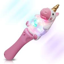 Amazon Com Artcreativity 9 5 Inch Light Up Unicorn Spinning Wand Cute Princess Wand With Spinning Leds Fun Pretend Play Prop Batteries Included Best Birthday Gift For Girls And Boys Toys Games