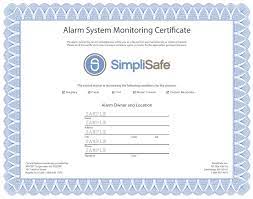 your simplisafe alarm certificate