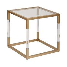 cubed metal glass acrylic end table