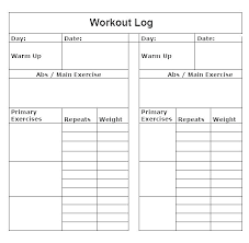 Weight Training Schedule Template Exercise Journal Excel