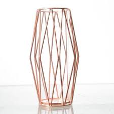 nordic style glass iron art vase rose