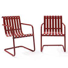 Crosley Gracie Metal Patio Chair In Red