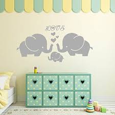 cute elephant family hearts wall decals
