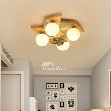 Ceiling Fairy Lights Bedroom Lamp Macarons Kids Room Solid Wood Windmill 4 Lighting Creative Modern Study Room