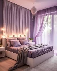 Purple Accents In A Bedroom Generative Ai