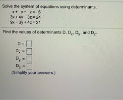 Equations Using Determinants X