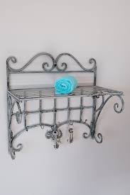 Wall Shelf With 5 Hooks Antique Grey