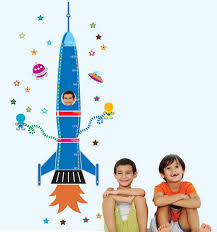 Removable Space Rocket Wall Stickers Children Height Chart Wall Decal Nursery Wall Decor 60x90cm Kids Room Wall Stickers Sticker For Wall Sticker For