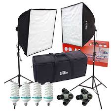 Rps Studio Fluorescent Dual Square Folding Deluxe High Power Softbox Photography Lighting Kit Rs4075
