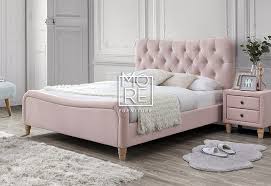luxury fabric classic bed frame pink
