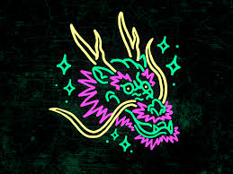 Neon Dragon Dragon Illustration Neon Dragon Design