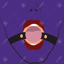Woman With Mouth Gag. BDSM Mouth Insert Ball. Sexy Red Lips. Sex Game,  Variety Of Erotic Practices, Role-playing Involving Bondage, Dominance,  Submission, Sadomasochism, Interpersonal Dynamics. Vector Royalty Free SVG,  Cliparts, Vectors, And