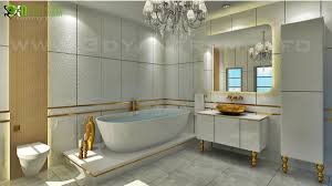 One half black, one half white. Yantram Architectural Design Studio Classic Bathroom Design With Golden Accessories