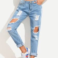 Ripped Straight Leg Jeans