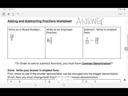 Worksheets are fractions packet, adding like fractions proper s1, subtracting mixed numbers, fractions work multiplying and dividing fractions, fractions work adding and subtracting mixed fractions. 017 Adding And Subtracting Fractions Worksheet Answers Youtube