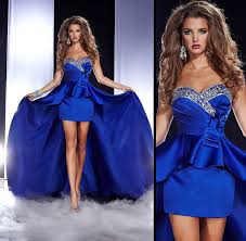 wearing royal blue dresses