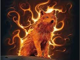 Anime fire red wolf