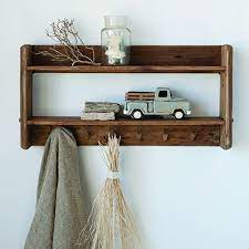 Double Shelf Rustic Wall Hook Rack