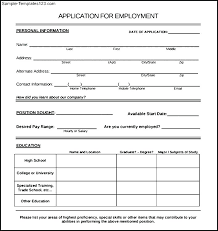 Sample Of Employment Application Form Easy Job Template Pics